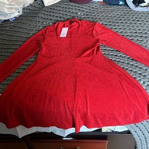 Wild Fable red glitter long sleeve dress